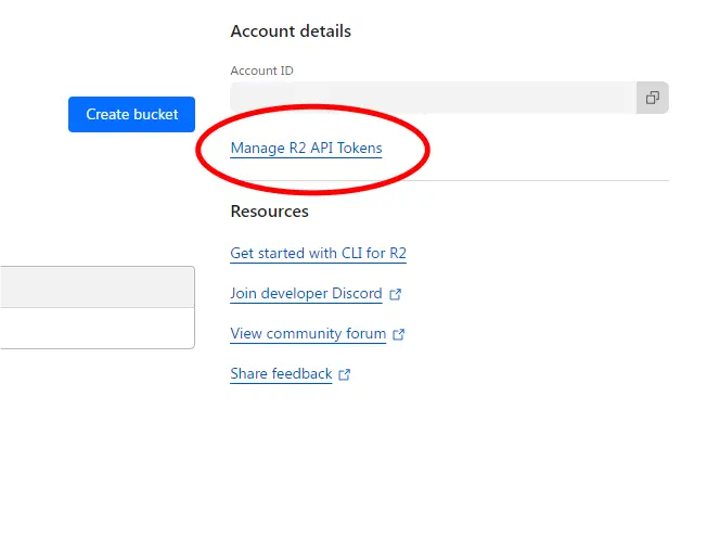 Creating a R2 API token to get the access key and secret