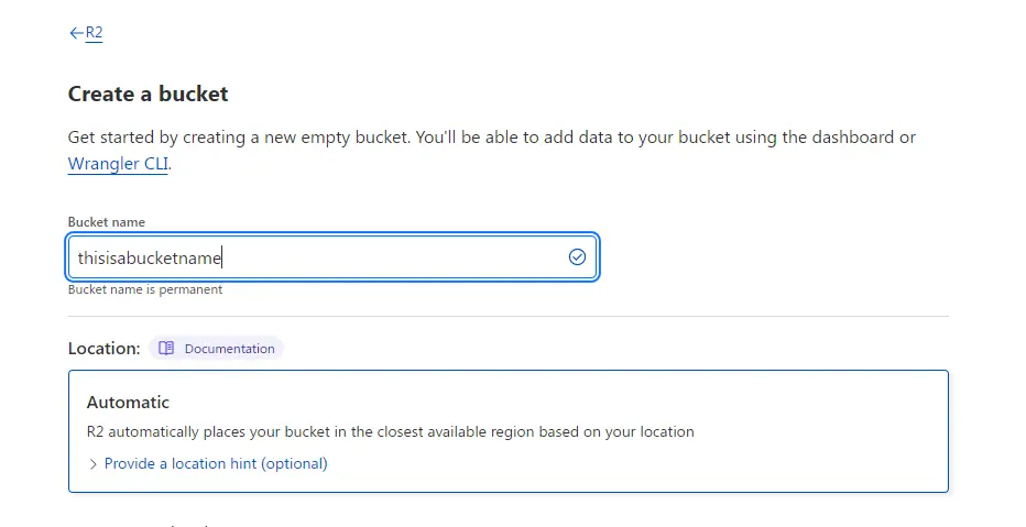 Getting the bucket name from Cloudflare