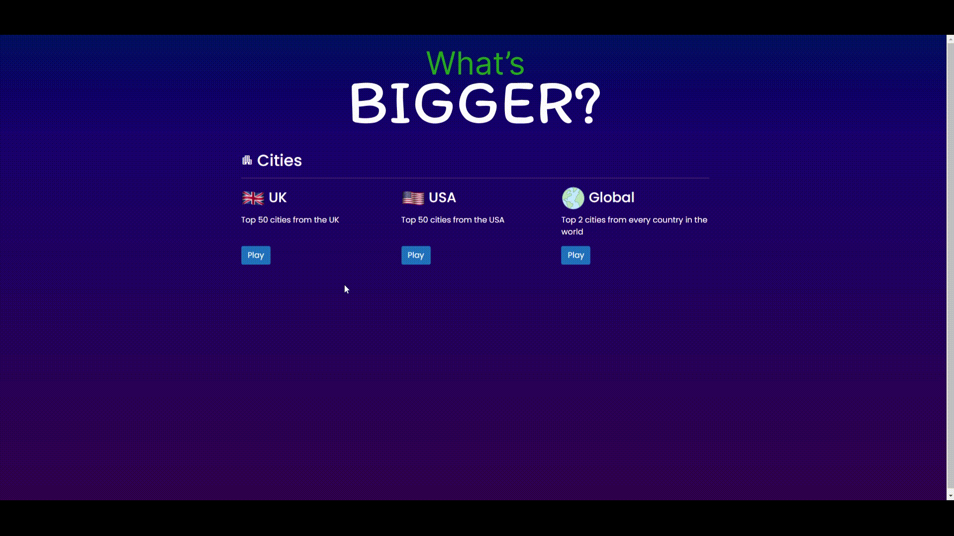 A playthrough of the whats bigger trivia game written in Blazor